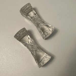 Pair Of Cut Crystal Glass Bow Design Knife Rest